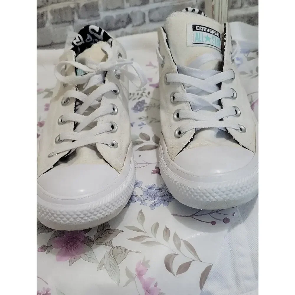 Converse All-Star Cream Canvas Sneakers, Heart Lining, Womens Sz 10, Streetwear - Picture 3 of 11